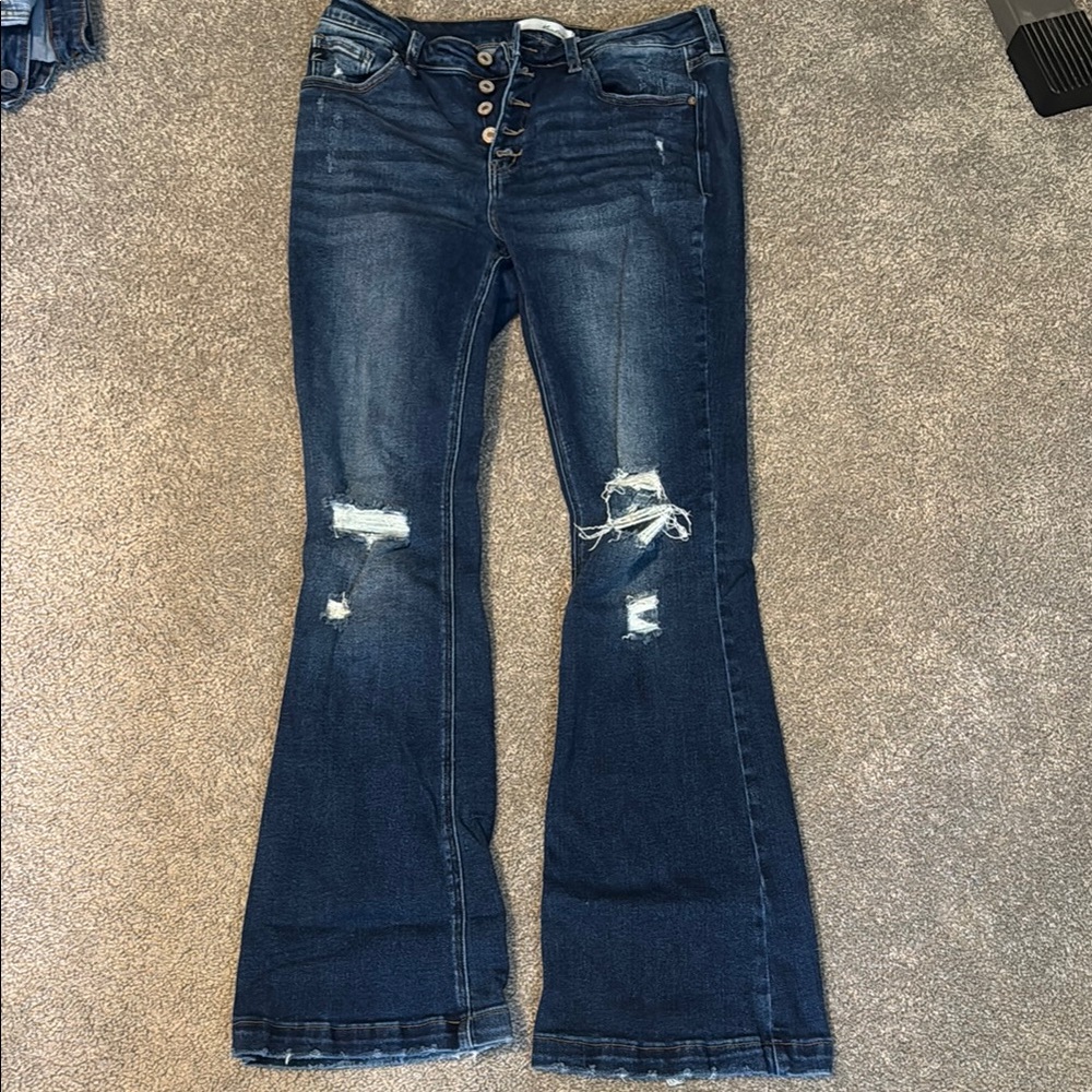 Women's Distressed Blue Jeans